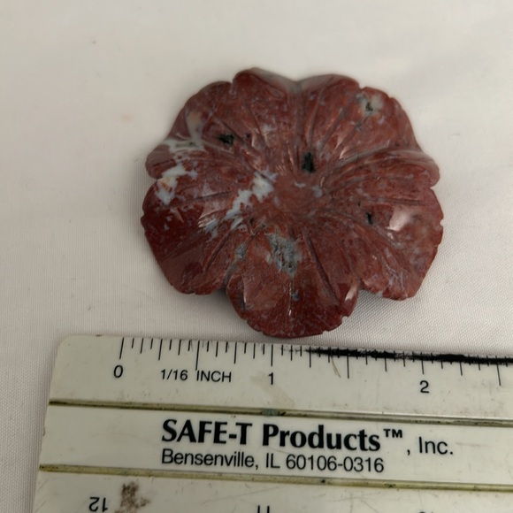 Rhodochrosite flower pendant to make your own necklace approximately 2” glazed - Picture 4 of 6